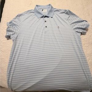 Izod Men's Striped Polo Shirt - Light Blue and White